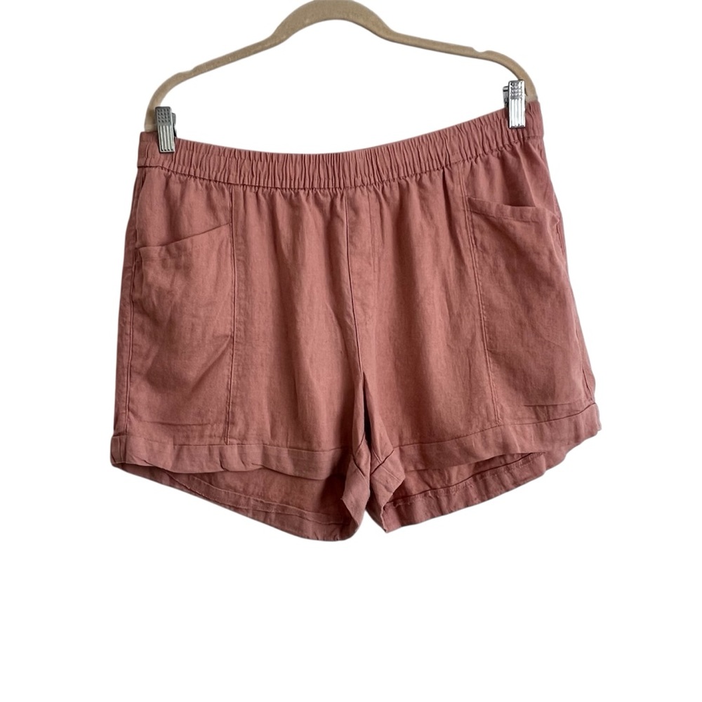 Old Navy Women's Casual Peach Pink Linen Blend High Rise Shorts Size Large